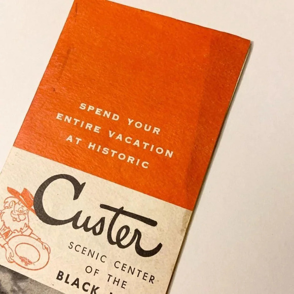 Vintage Custer Scenic Center of Black Hills South Dakota Travel Brochure Map - Picture 3 of 12